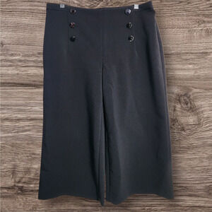 Midnight Velvet NWT black double button front wide leg capri pants woman size 10